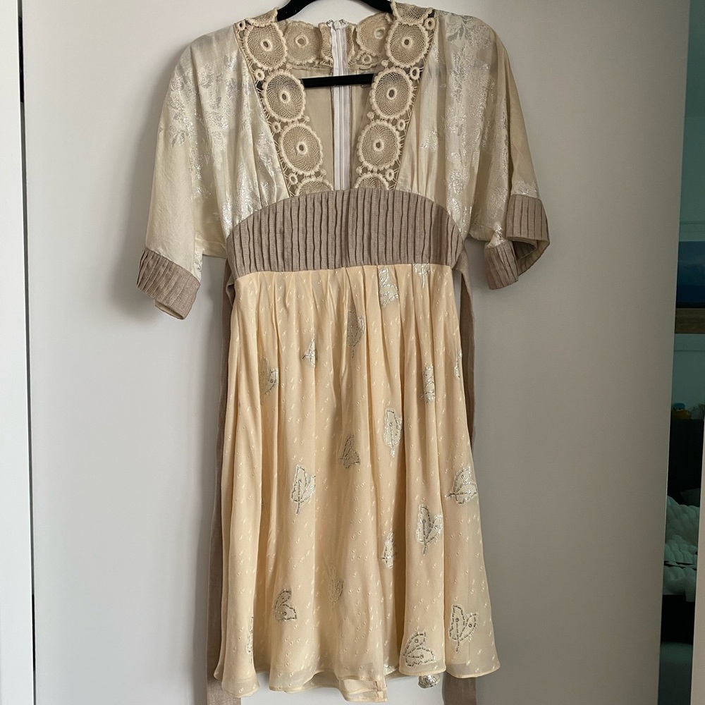 LIMITED EDITION VINTAGE CATHERINE MALANDRINO DRESS SILK LACE SZ 2 XS WEDDING